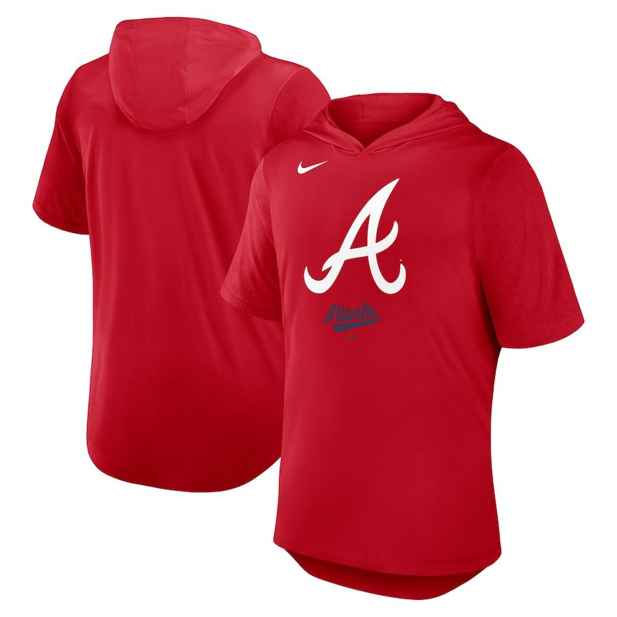 Men 2025 MLB Atlanta Braves Red Hooded T-shirt